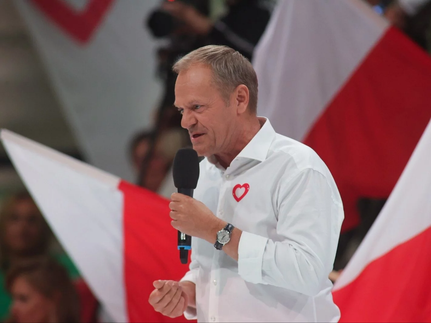 Przewodniczący Platformy Obywatelskiej Donald Tusk na spotkaniu otwartym z kobietami w Łodzi