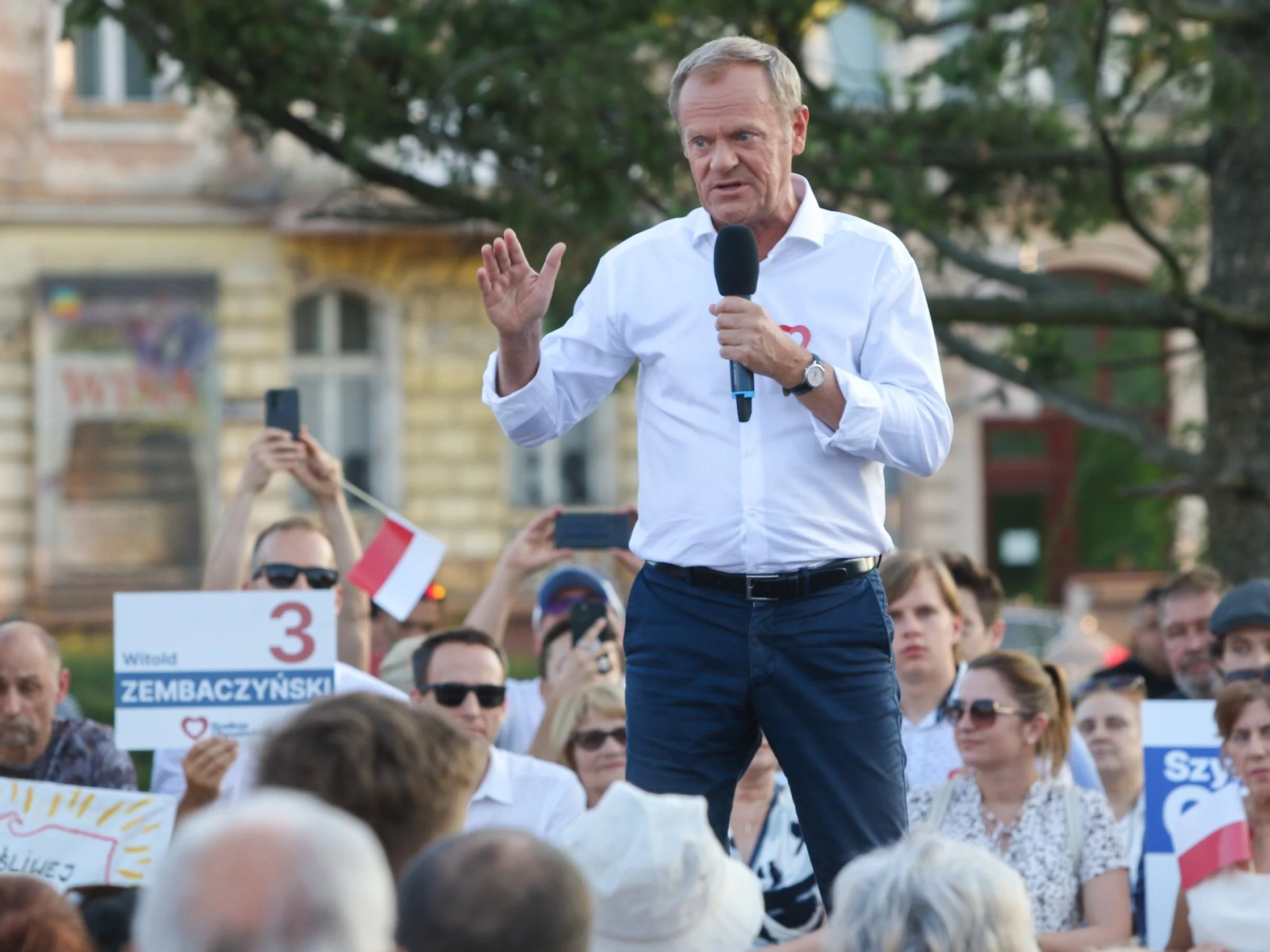 Donald Tusk podczas spotkania z wyborami w Opolu