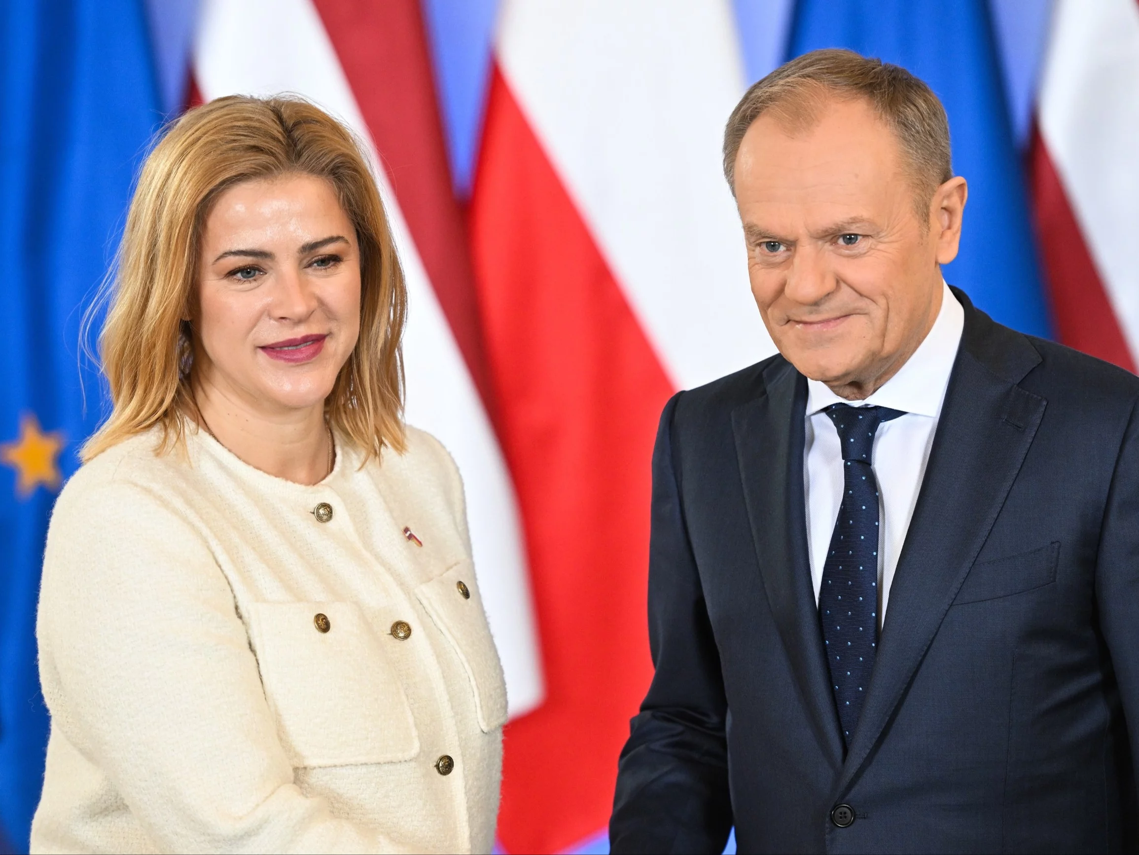 Donald Tusk i Evika Silina