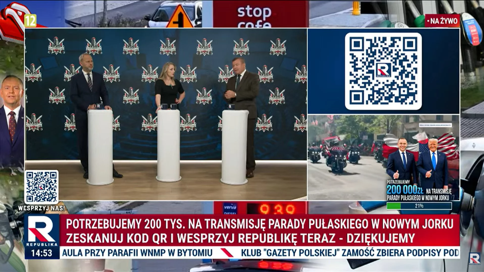 Kadr z transmisji Telewizji Republika