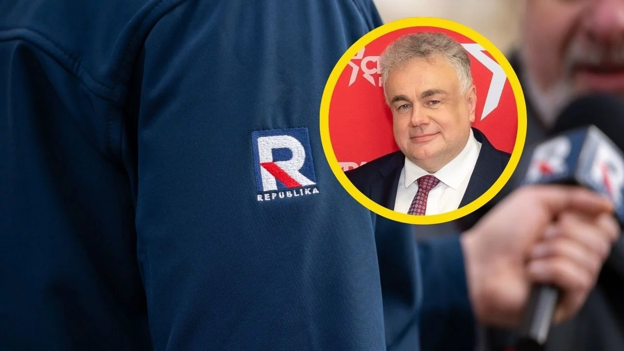Pracownik TV Republika i Tomasz Sakiewicz
