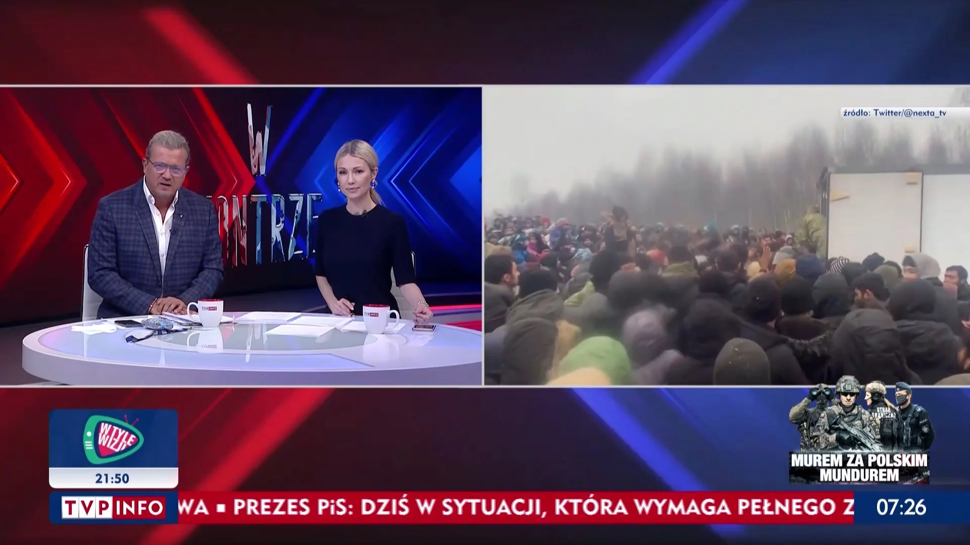 Kadr z programu „W kontrze” w TVP Info