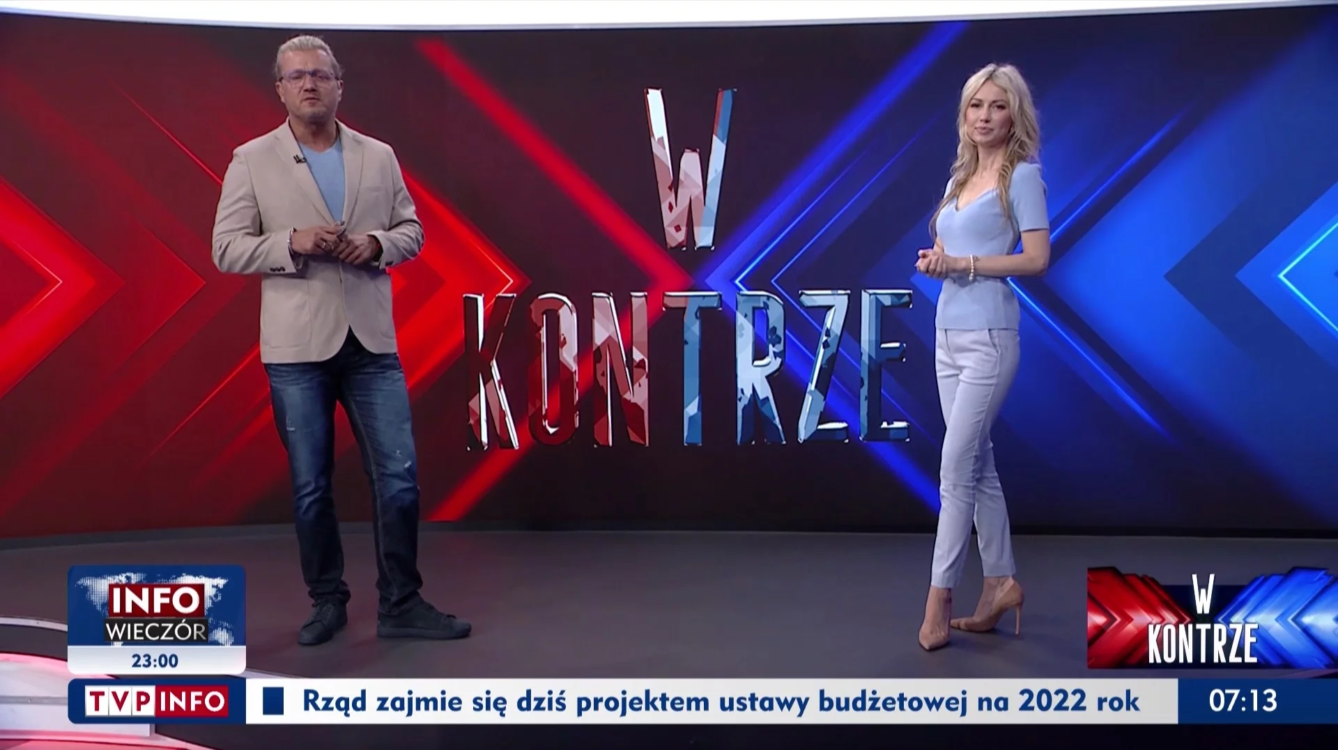 Kadr z programu „W kontrze” w TVP Info