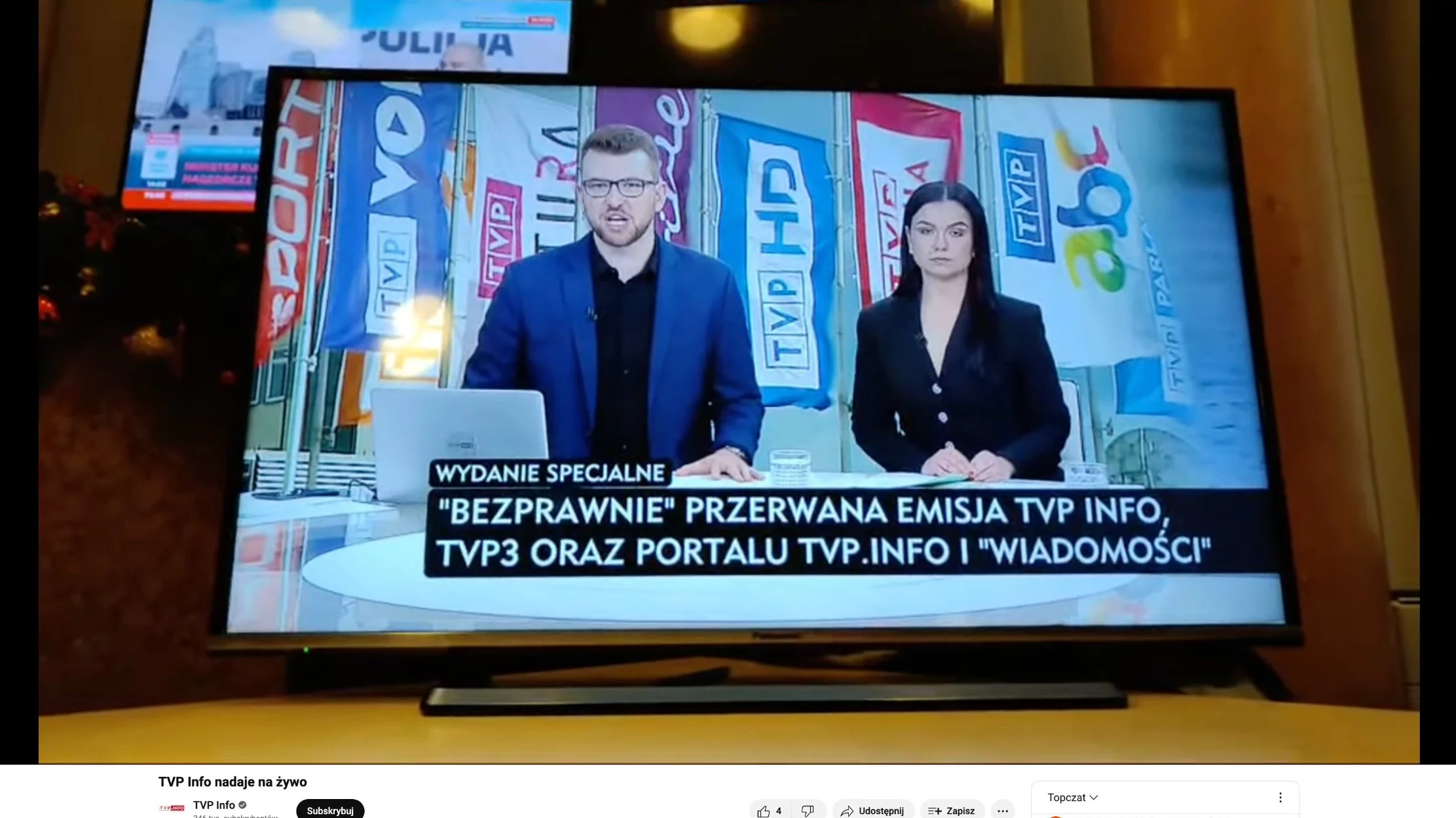 TVP Info nadawało na żywo przez 30 minut na YouTube