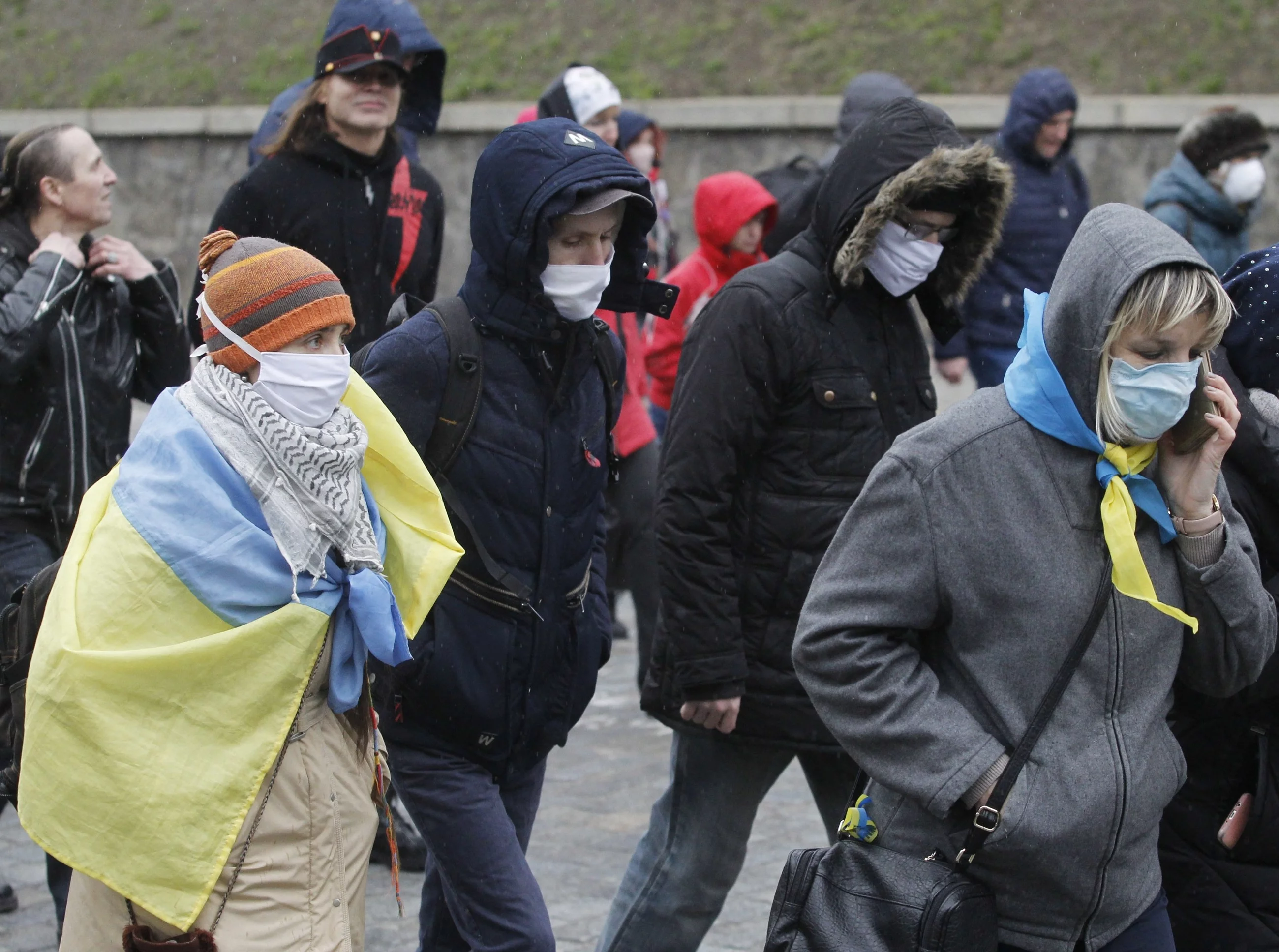 Koronawirus na Ukrainie. Manifestacja z 14 marca