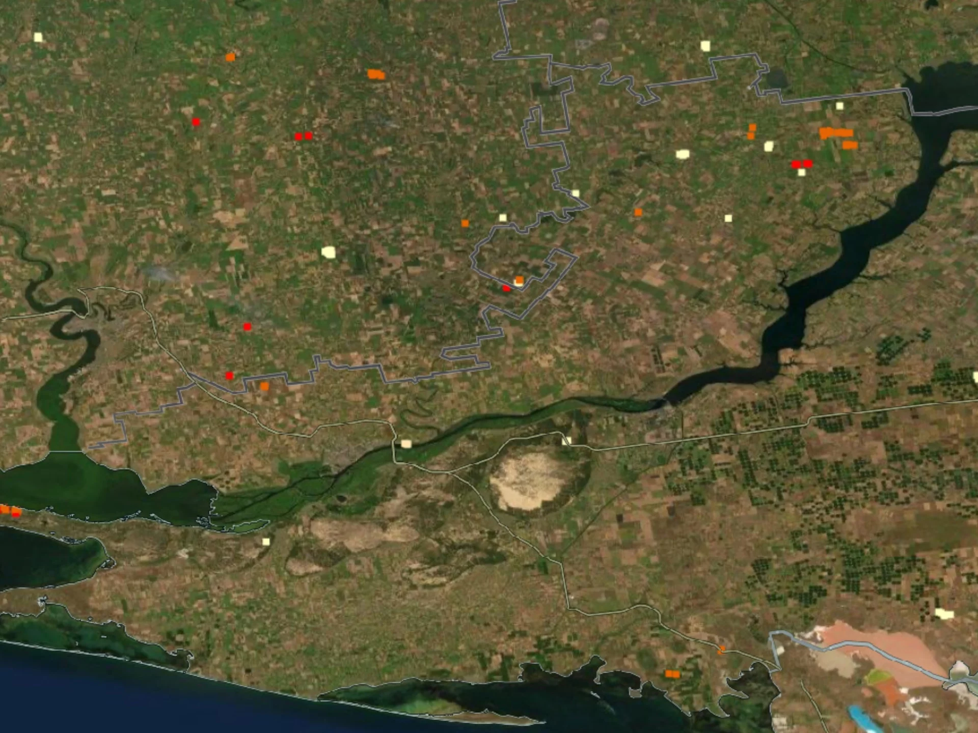 Mapa NASA prezentująca obwód chersoński