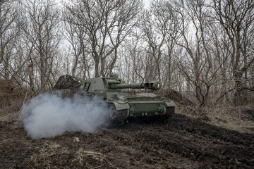 Ukraiński czołg w Awdijiwce, 28 grudnia