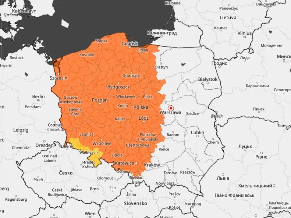 Aktualizacja mapy z ostrzeżeniami IMGW przed upałami