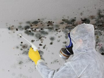 Usuwanie grzyba ze ścian jest niebezpieczne dla zdrowia, trzeba założyć maskę, zabezpieczyć oczy i ciało