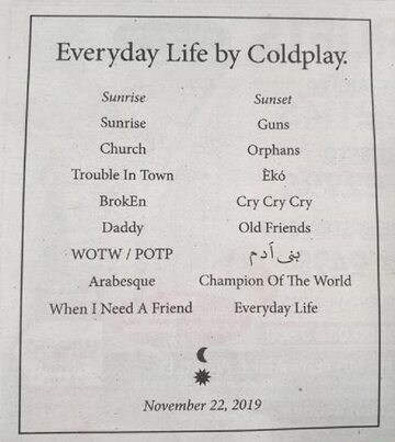 Utwory z nowej płyty Coldplay w gazecie „Daily Post”