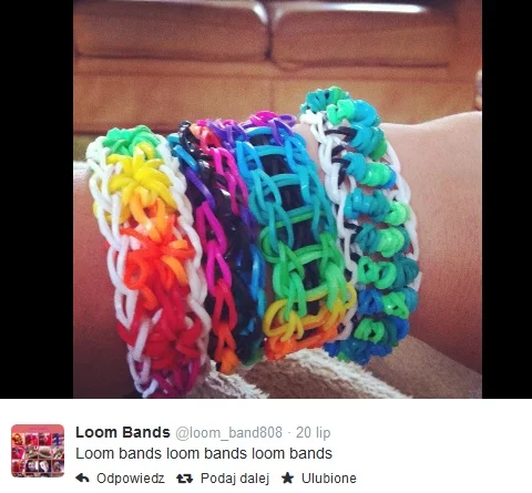 Bransoletki loom bands (fot. screenshot Twitter)