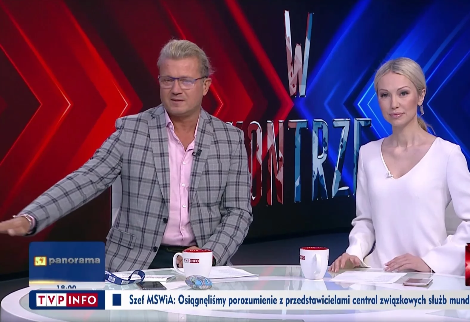 Kadr z programu „W kontrze” w TVP Info