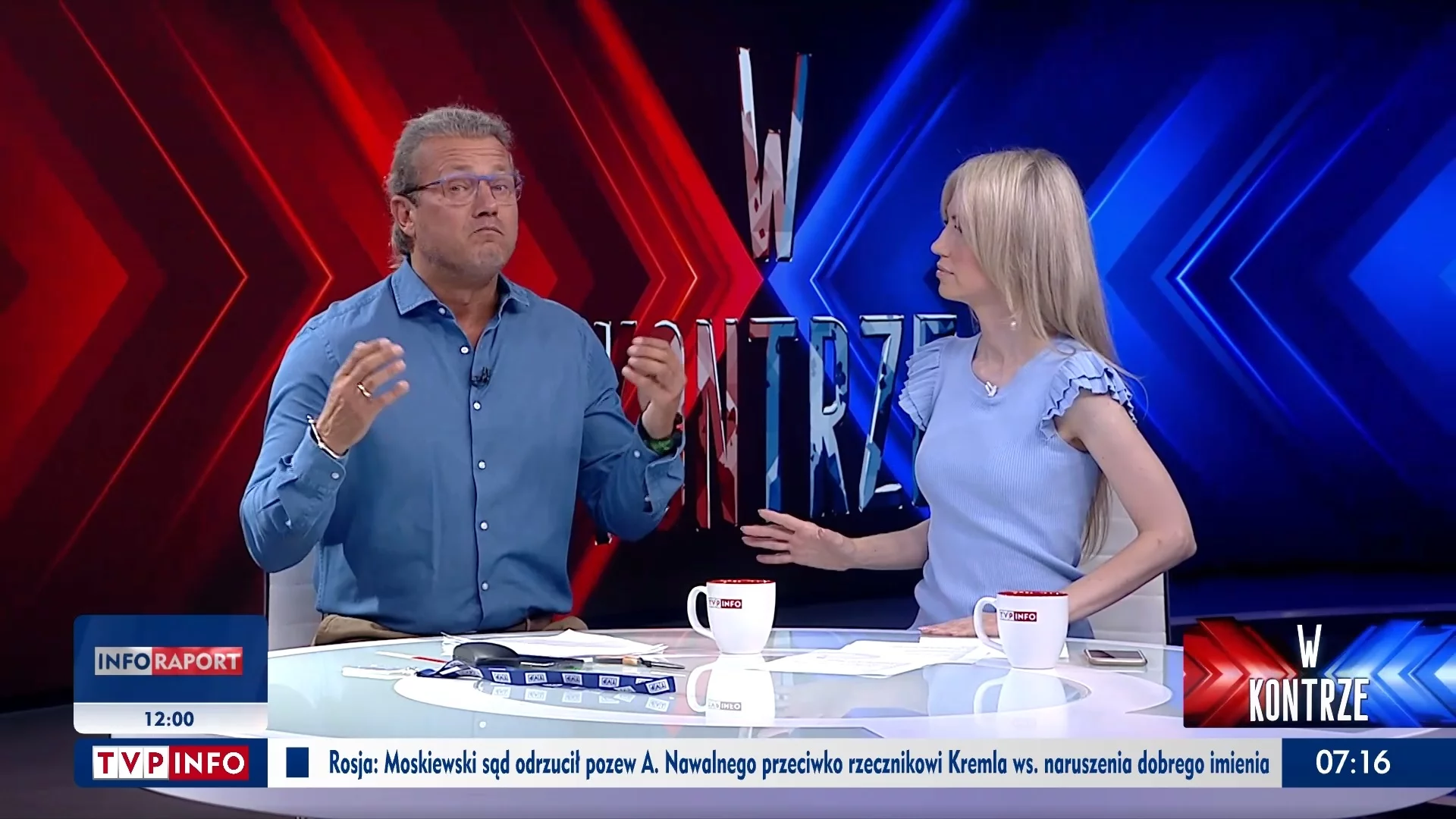 Kadr z programu „W kontrze” w TVP Info