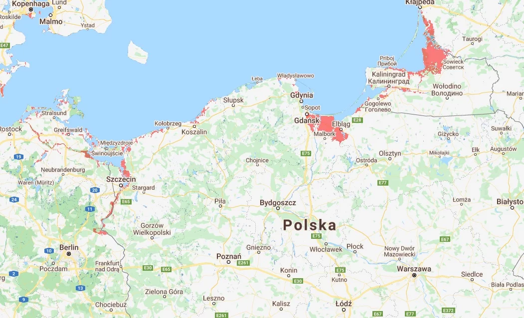 Mapa stworzona przez Climate Central