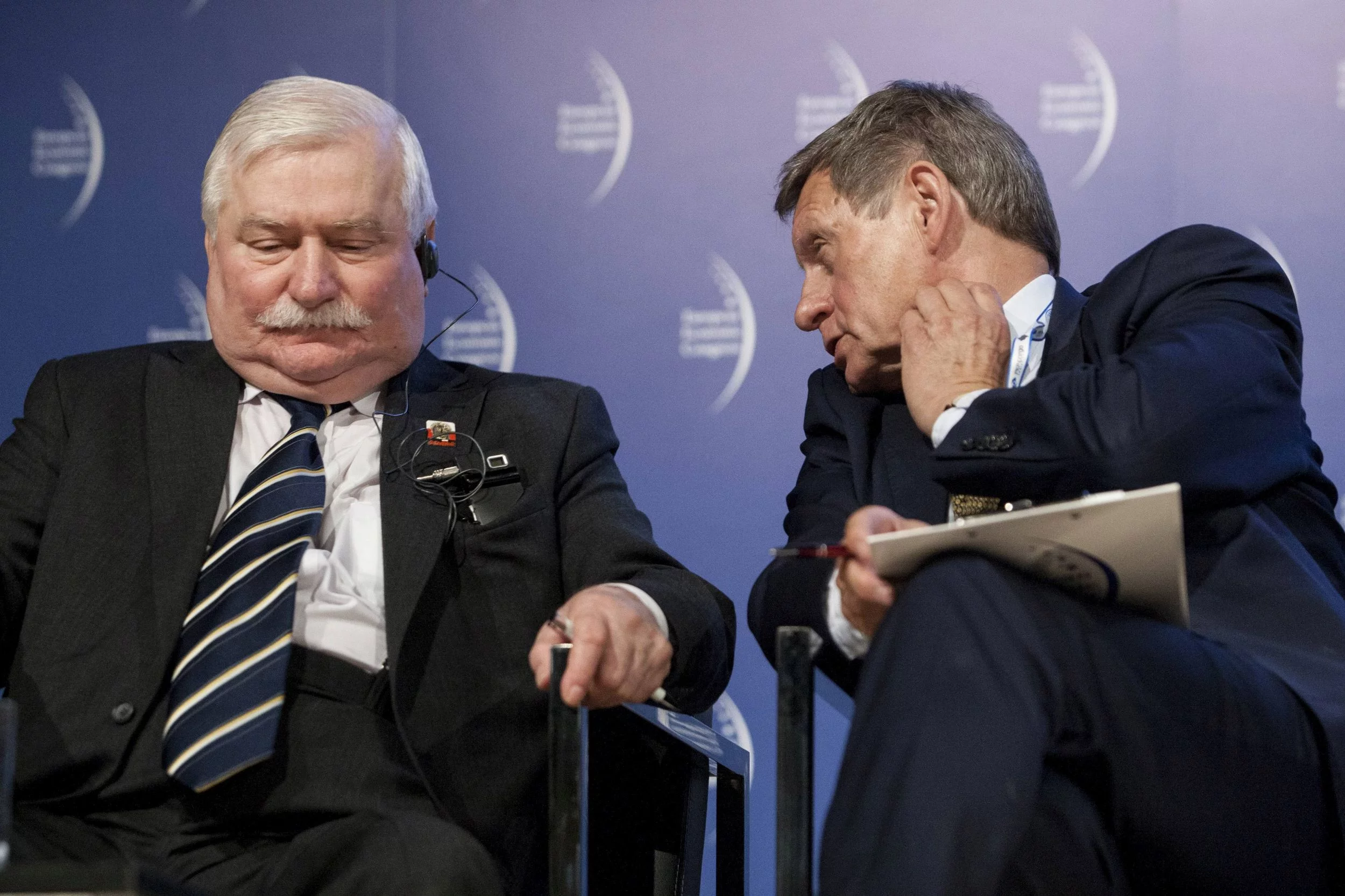 Lech Wałęsa i Leszek Balcerowicz w trakcie Europejskiego Kongresu Gospodarczego 2015