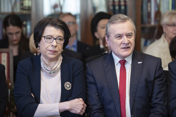 Wanda Zwinogrodzka i Piotr Gliński