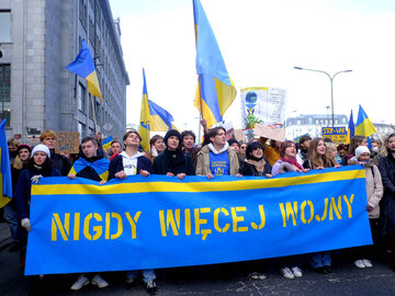 Warszawa protestuje przeciwko wojnie na Ukrainie