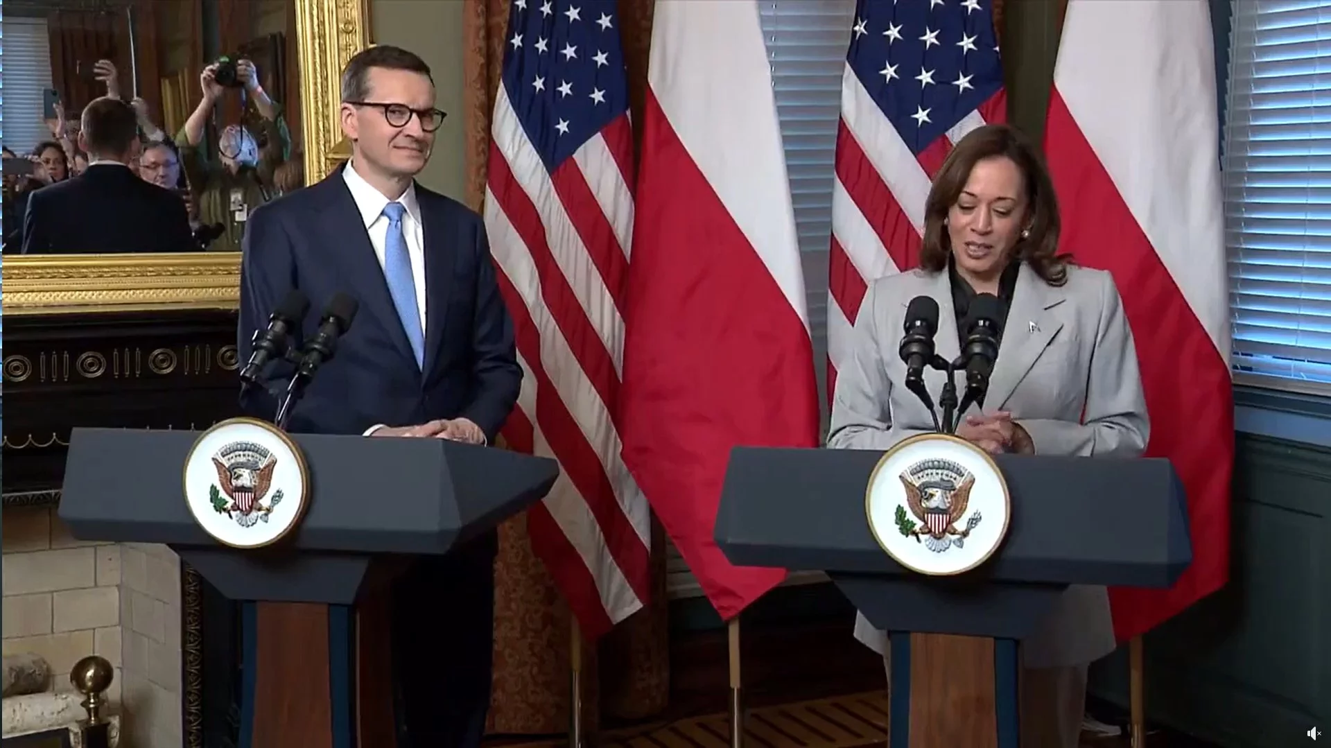 Mateusz Morawiecki i Kamala Harris