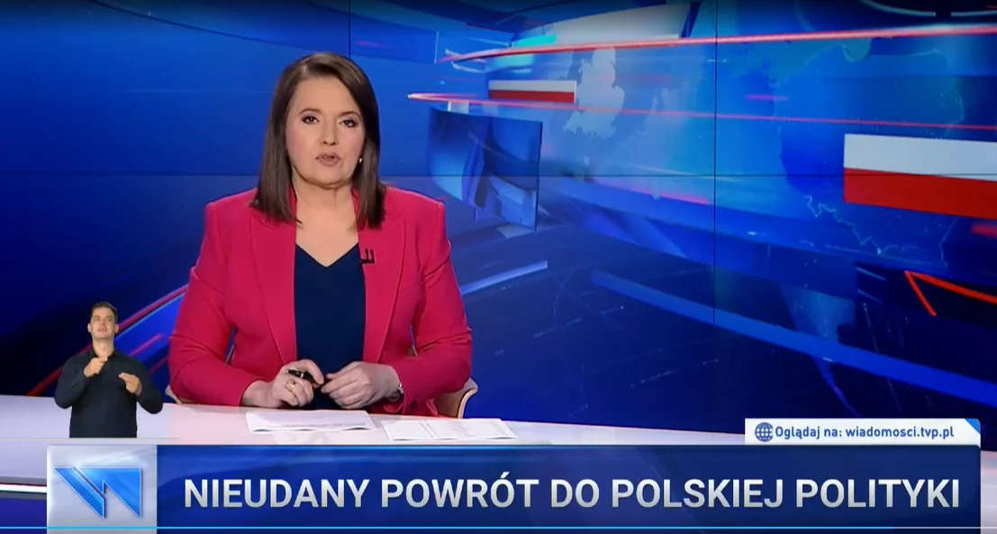 Pasek informacyjny z „Wiadomości” TVP