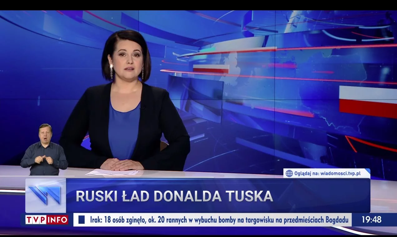 Pasek informacyjny z „Wiadomości” TVP