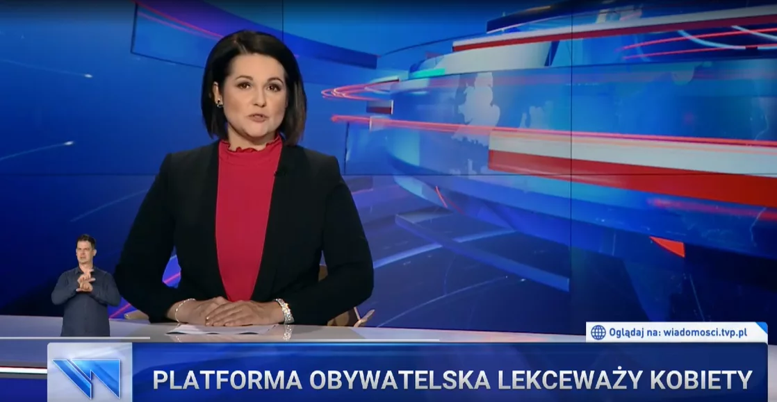 Pasek informacyjny z „Wiadomości” TVP