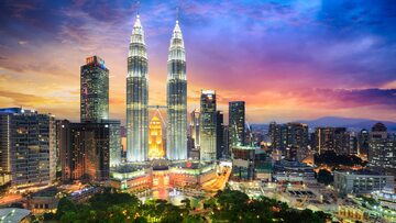 Widok na centrum Kuala Lumpur, stolicy Malezji. Zdjęcie poglądowe