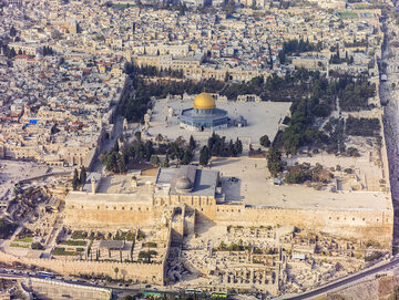 Widok z lotu ptaka na Wzgórze Świątynne w Jerozolimie