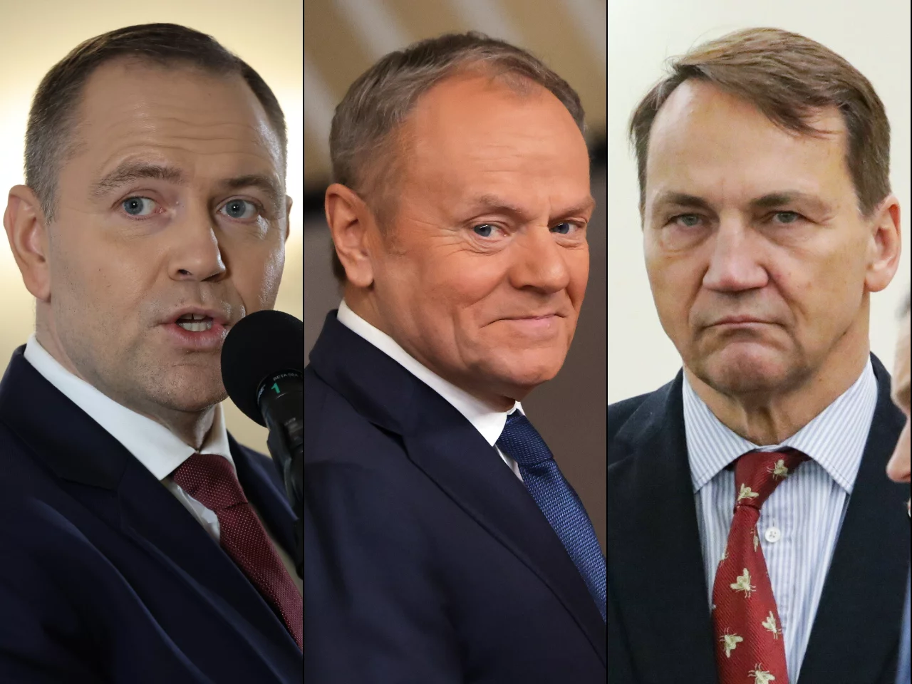 Karol Nawrocki, Donald Tusk i Radosław Sikorski