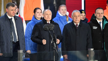 Władimir Putin na koncercie z okazji rocznicy aneksji Krymu i Sewastopola