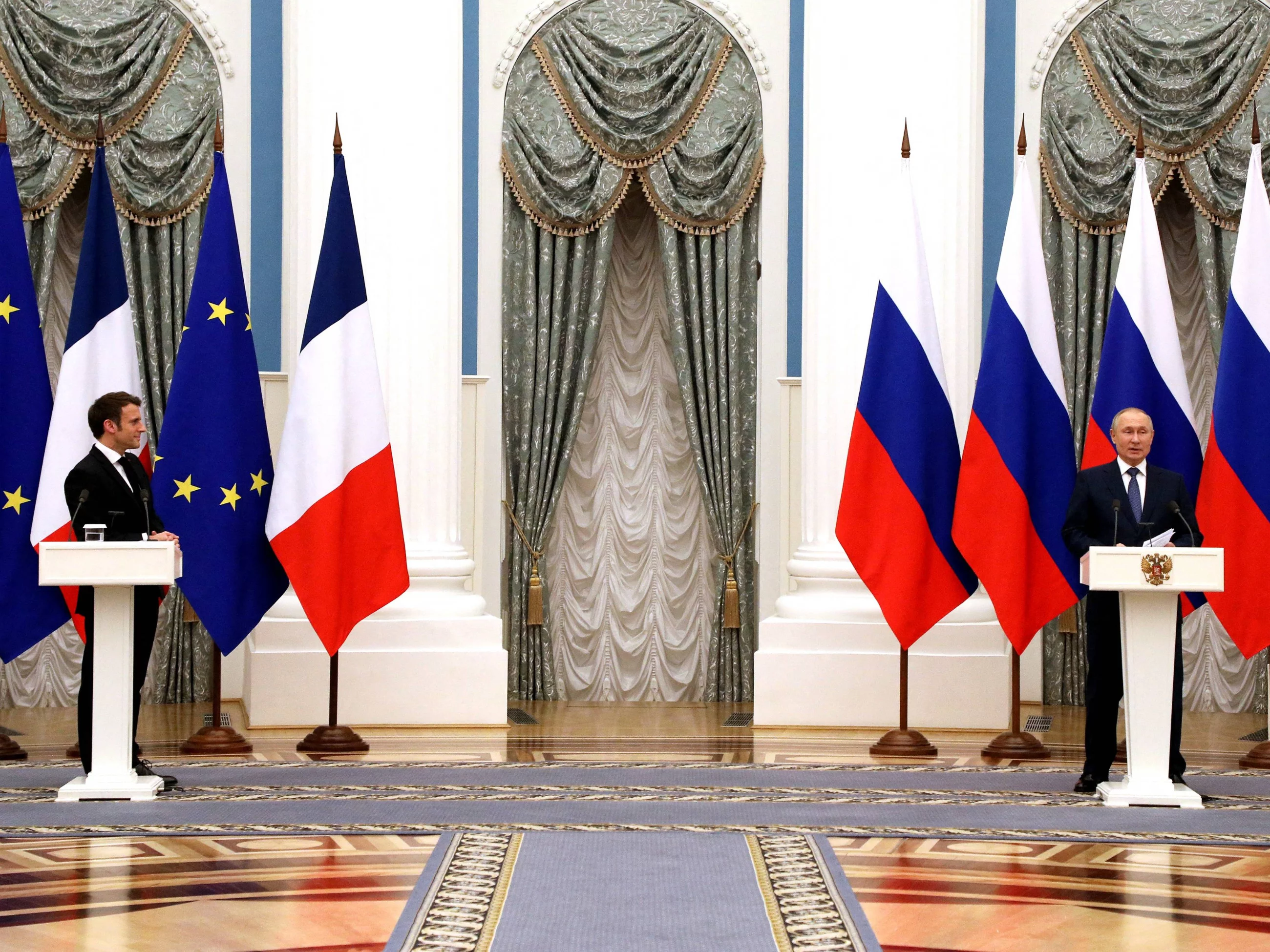 Emmanuel Macron i Władimir Putin