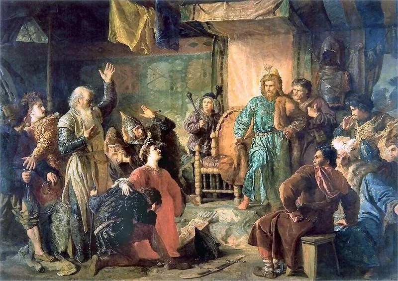 Kiejstut i Witold więźniami Jagiełły (aut. Wojciech Gerson, 1873 rok)