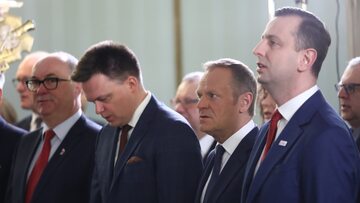 Włodzimierz Czarzasty, Szymon Hołownia, Donald Tusk i Władysław Kosiniak-Kamysz