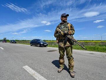 Wojna na Ukrainie. Żołnierz w okolicach Zaporoża