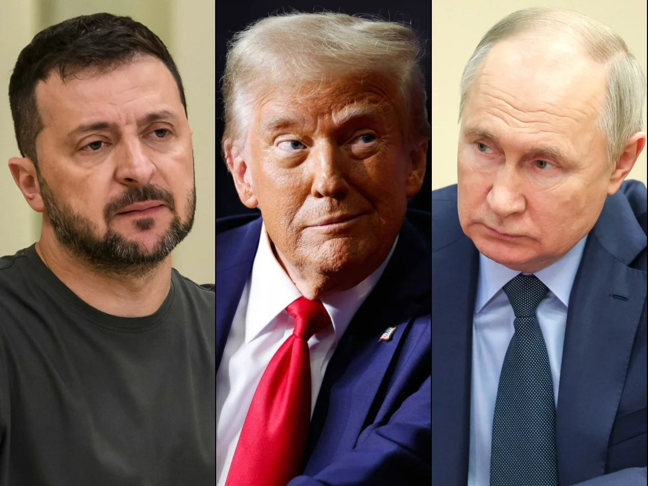 Wołodymyr Zełenski, Donald Trump i Władimir Putin