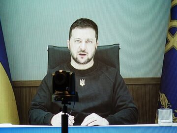Wołodymyr Zełenski podczas wideokonferencji