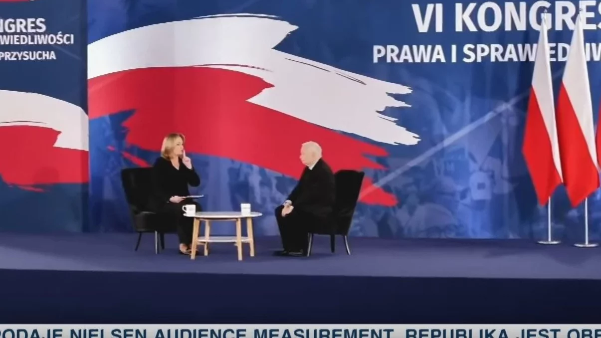 Danuta Holecka i Jarosław Kaczyński w Telewizji Republika