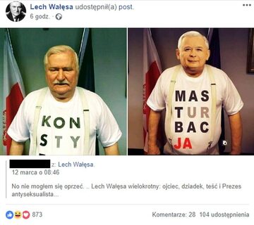 Wpis podany dalej przez Lecha Wałęsą