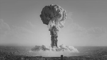Wybuch bomby jądrowej. Grafika ilustracyjna