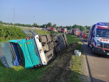 Wypadek autokaru w Terespolu