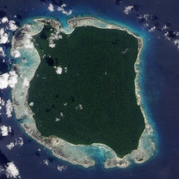 Wyspa North Sentinel. Zdjęcie satelitarne z 2009 roku