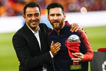 Xavi i Leo Messi w 2018 roku
