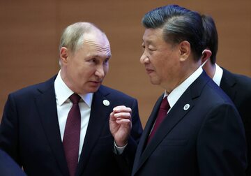 Xi Jinping i Władimir Putin podczas spotkania w 2022 roku