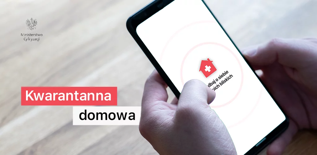 Grafika reklamująca aplikację „Kwarantanna domowa”