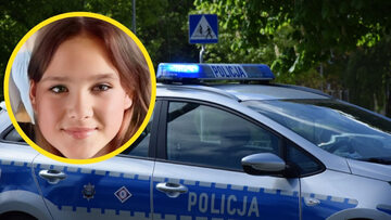 Zaginiona Anna Hełminiak  na tle radiowozu policji