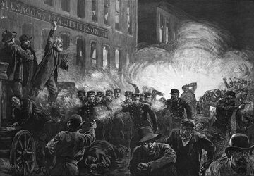 Zamieszki na placu Haymarket w Chicago, ilustracja z Harper’s Weekly, z wydania z 15 maja 1886
