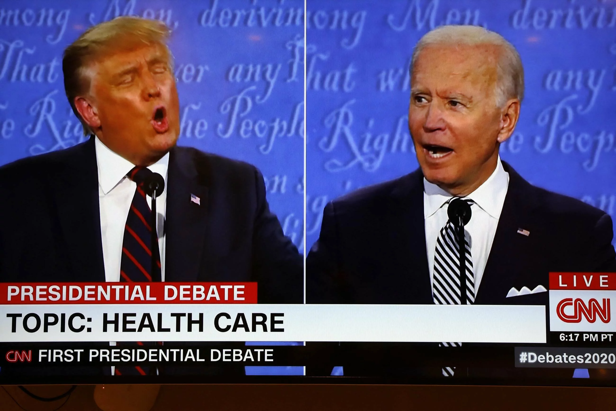 Donald Trump i Joe Biden w czasie debaty