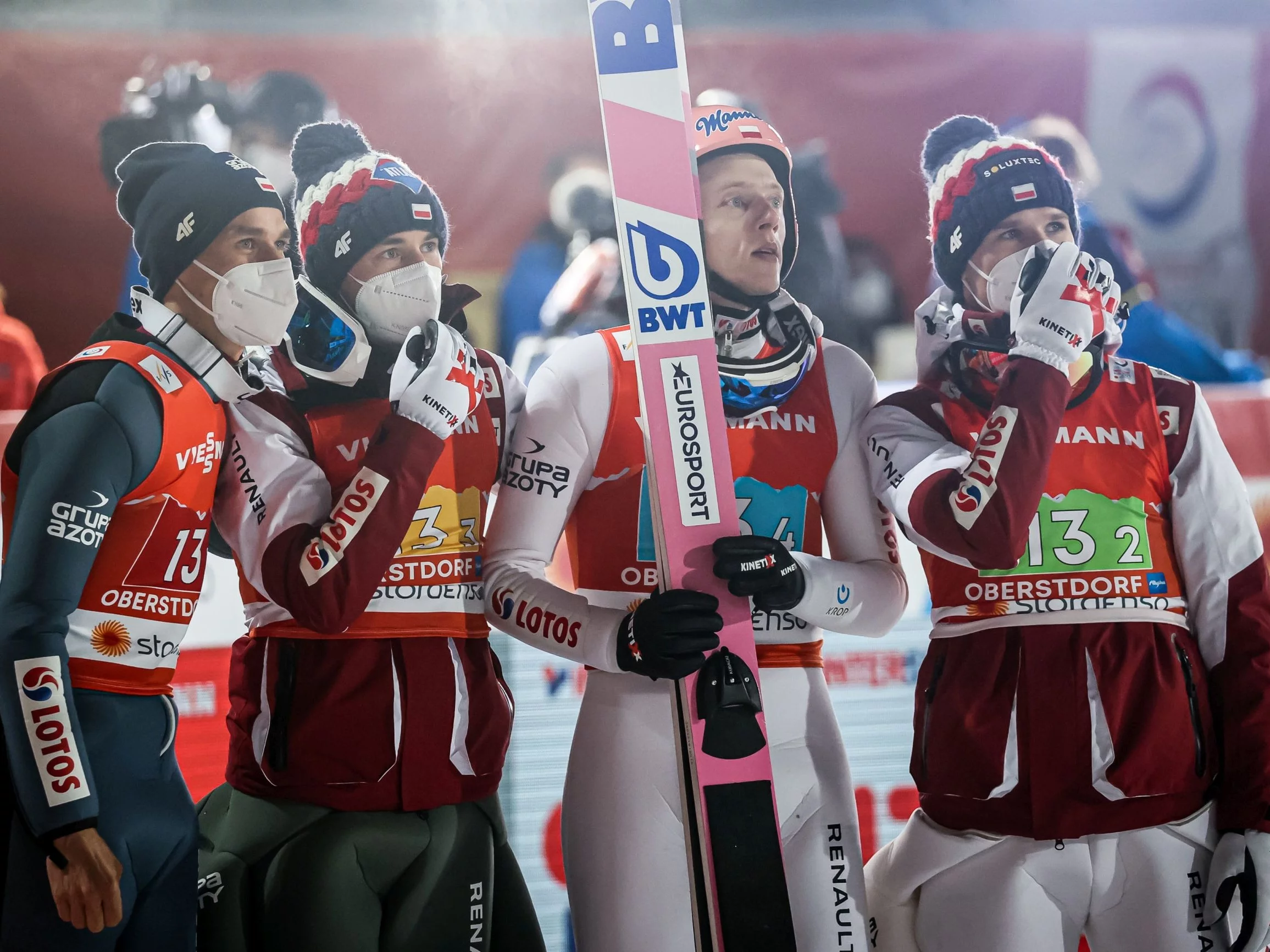 Piotr Żyła, Kamil Stoch, Dawid Kubacki i Andrzej Stękała