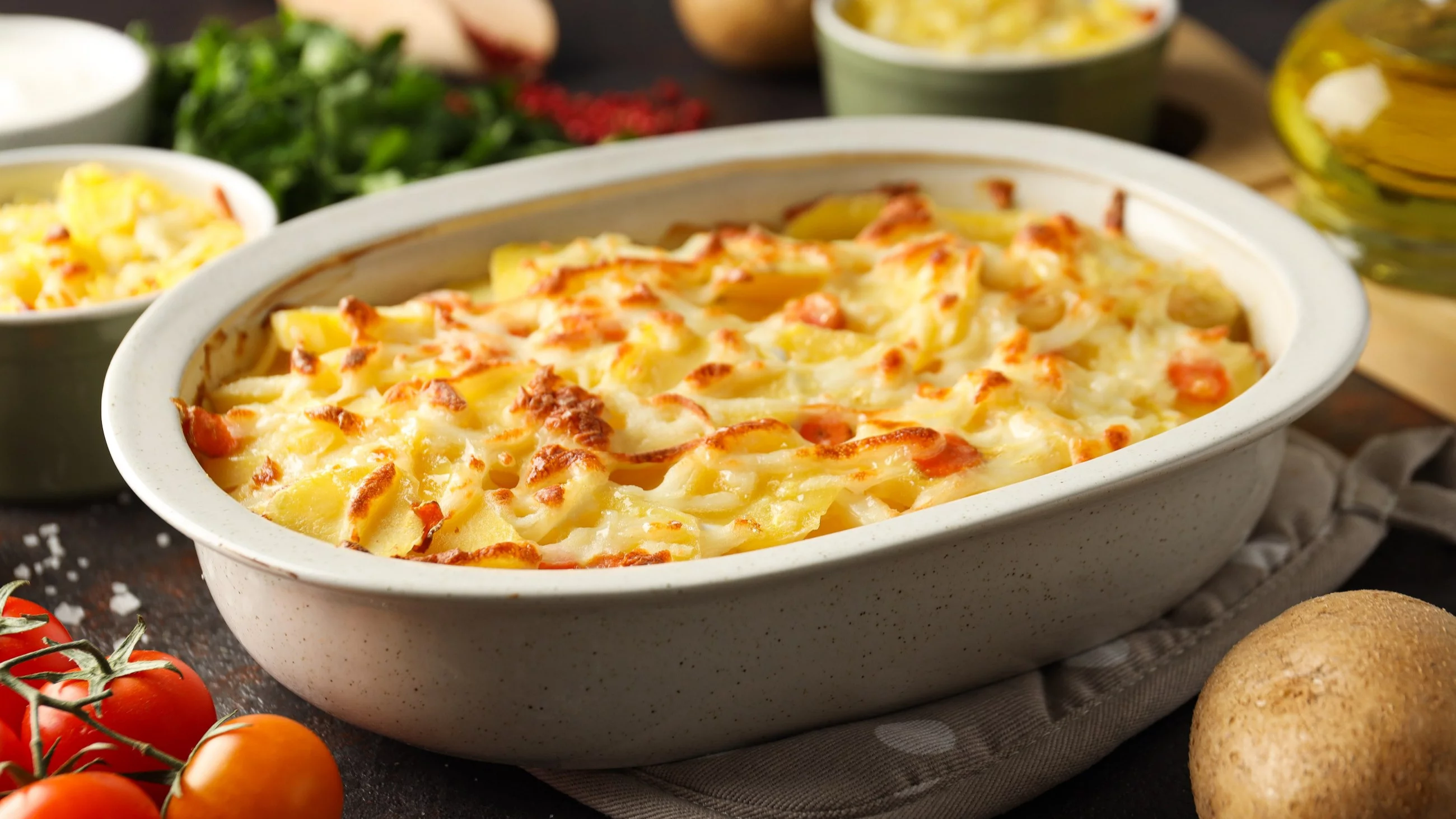 Zapiekanka ziemniaczana w sosie jogurtowym pod serem