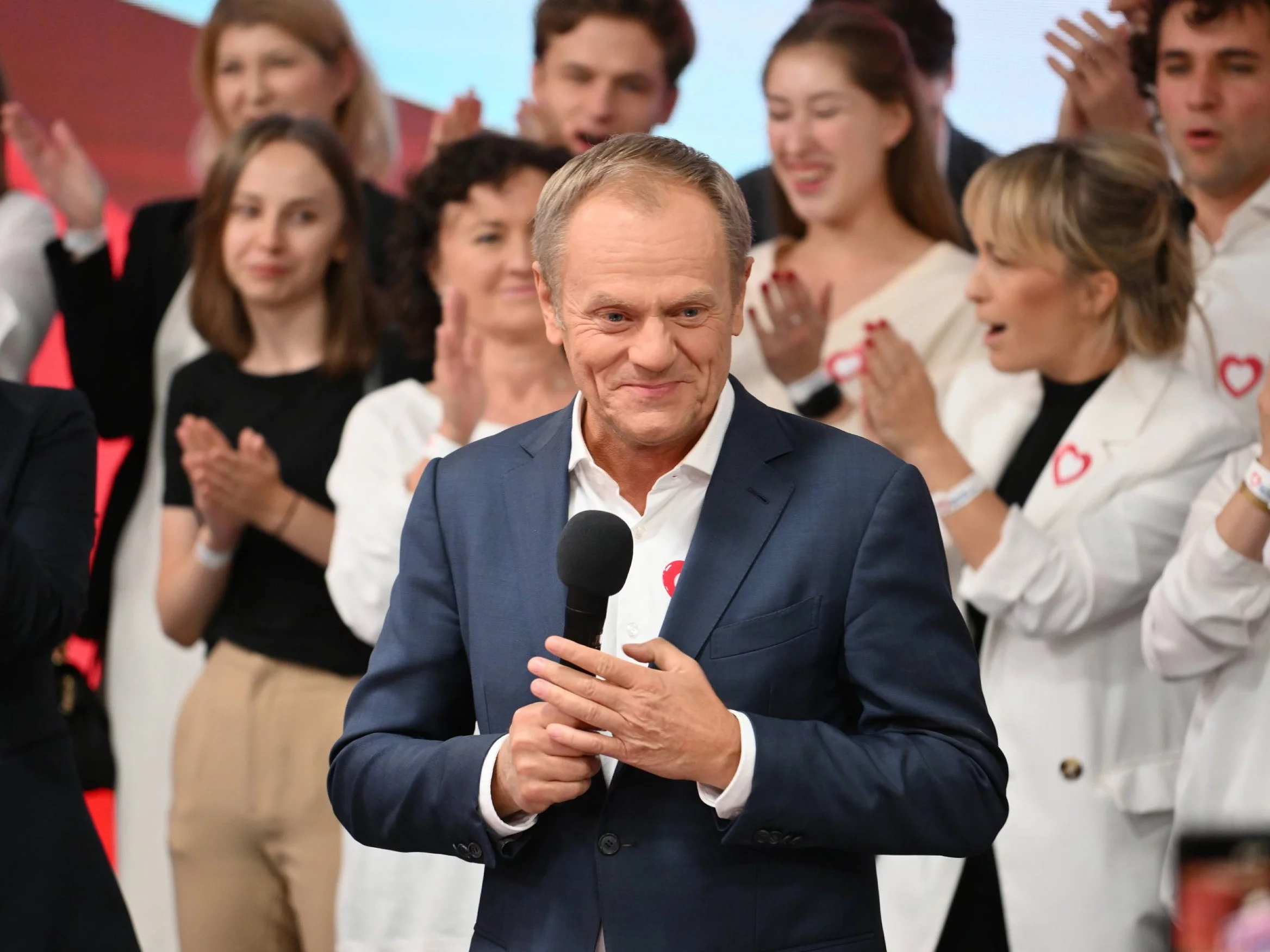 Donald Tusk podczas wieczoru wyborczego Koalicji Obywatelskiej