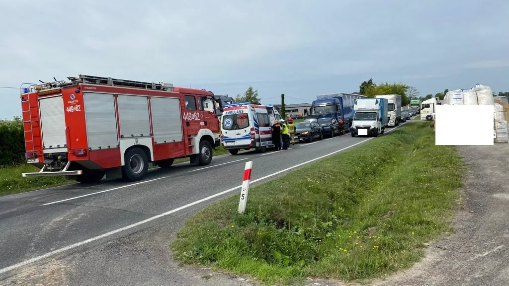 Wypadek na DK16 w Szczepankach